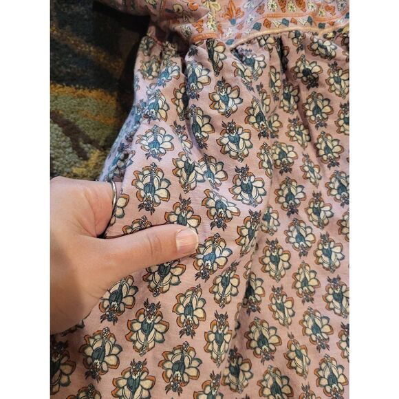 Knox Rose Dress Women's Large Pink Sleeveless Block Print Tiered Maxi Boho - Picture 5 of 7